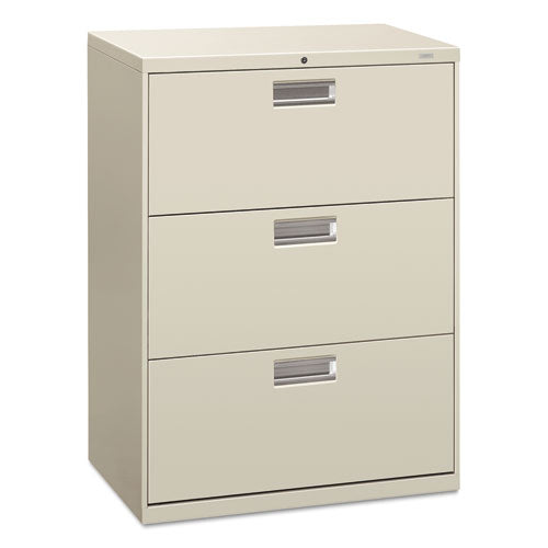 Brigade 600 Series Lateral File, 3 Legal/Letter-Size File Drawers, Light Gray, 30" x 18" x 39.13"-(HON673LQ)