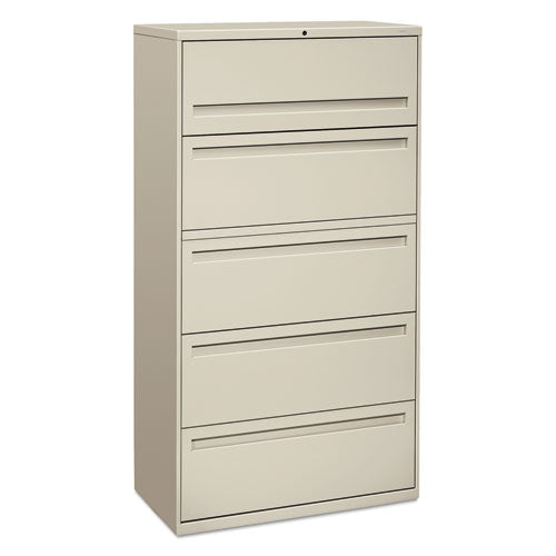 Brigade 700 Series Lateral File, 4 Legal/Letter-Size File Drawers, 1 File Shelf, 1 Post Shelf, Light Gray, 36" x 18" x 64.25"-(HON785LQ)