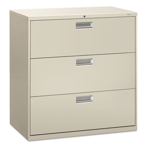 Brigade 600 Series Lateral File, 3 Legal/Letter-Size File Drawers, Light Gray, 42" x 18" x 39.13"-(HON693LQ)