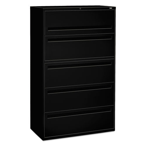 Brigade 700 Series Lateral File, 4 Legal/Letter-Size File Drawers, 1 File Shelf, 1 Post Shelf, Black, 42" x 18" x 64.25"-(HON795LP)