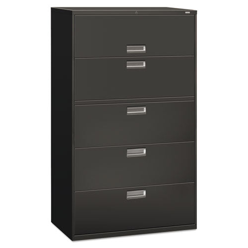 Brigade 600 Series Lateral File, 4 Legal/Letter-Size File Drawers, 1 Roll-Out File Shelf, Charcoal, 42" x 18" x 64.25"-(HON695LS)