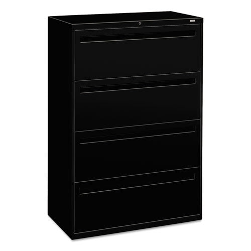 Brigade 700 Series Lateral File, 4 Legal/Letter-Size File Drawers, Black, 36" x 18" x 52.5"-(HON784LP)