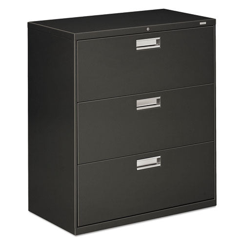 Brigade 600 Series Lateral File, 3 Legal/Letter-Size File Drawers, Charcoal, 36" x 18" x 39.13"-(HON683LS)