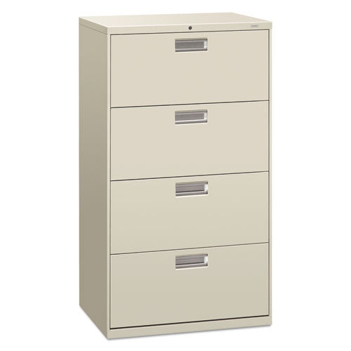 Brigade 600 Series Lateral File, 4 Legal/Letter-Size File Drawers, Light Gray, 30" x 18" x 52.5"-(HON674LQ)