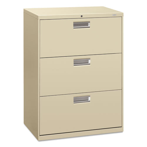 Brigade 600 Series Lateral File, 3 Legal/Letter-Size File Drawers, Putty, 30" x 18" x 39.13"-(HON673LL)