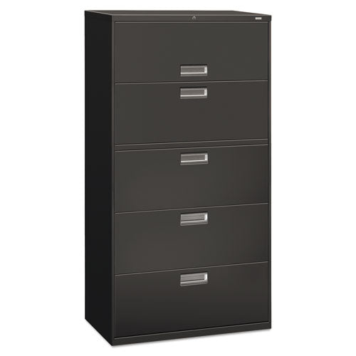 Brigade 600 Series Lateral File, 4 Legal/Letter-Size File Drawers, 1 Roll-Out File Shelf, Charcoal, 36" x 18" x 64.25"-(HON685LS)