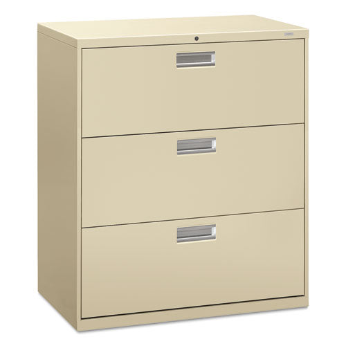 Brigade 600 Series Lateral File, 3 Legal/Letter-Size File Drawers, Putty, 36" x 18" x 39.13"-(HON683LL)