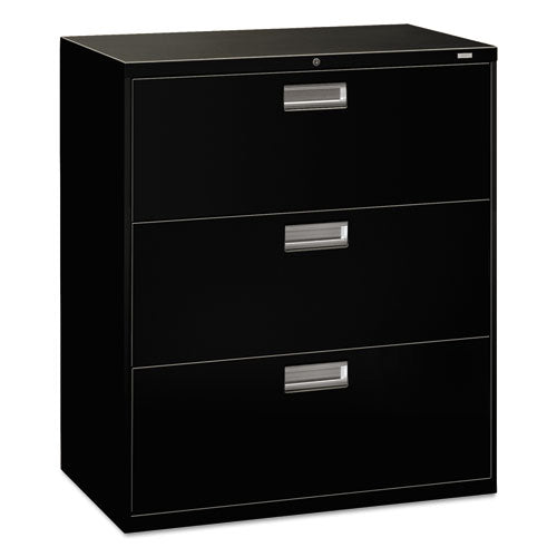 Brigade 600 Series Lateral File, 3 Legal/Letter-Size File Drawers, Black, 36" x 18" x 39.13"-(HON683LP)