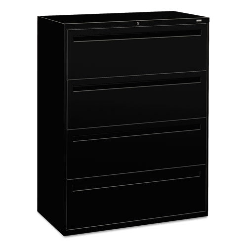 Brigade 700 Series Lateral File, 4 Legal/Letter-Size File Drawers, Black, 42" x 18" x 52.5"-(HON794LP)