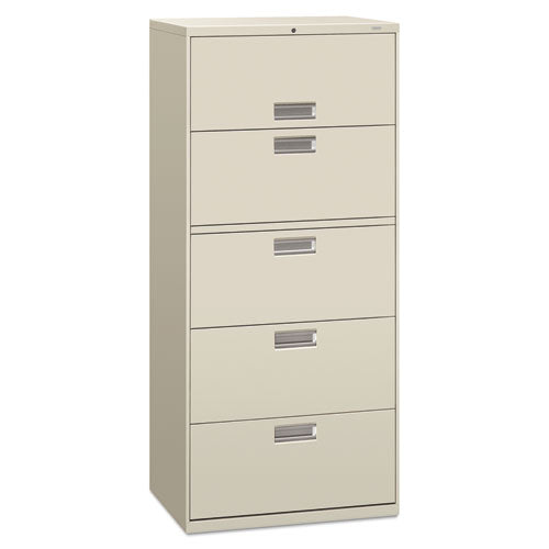 Brigade 600 Series Lateral File, 4 Legal/Letter-Size File Drawers, 1 File Shelf, 1 Post Shelf, Light Gray, 30" x 18" x 64.25"-(HON675LQ)