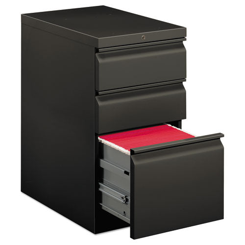 Brigade Mobile Pedestal with Pencil Tray Insert, Left/Right, 3-Drawers: Box/Box/File, Letter, Charcoal, 15" x 22.88" x 28"-(HON33723RS)