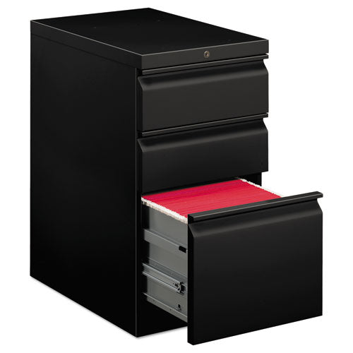 Brigade Mobile Pedestal with Pencil Tray Insert, Left or Right, 3-Drawers: Box/Box/File, Letter, Black, 15" x 22.88" x 28"-(HON33723RP)