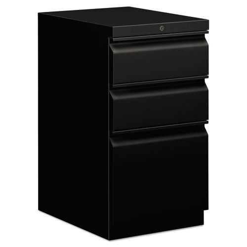 Brigade Mobile Pedestal with Pencil Tray Insert, Left or Right, 3-Drawers: Box/Box/File, Letter, Black, 15" x 19.88" x 28"-(HON33720RP)