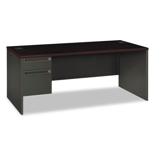 38000 Series Left Pedestal Desk, 72" x 36" x 29.5", Mahogany/Charcoal-(HON38294LNS)