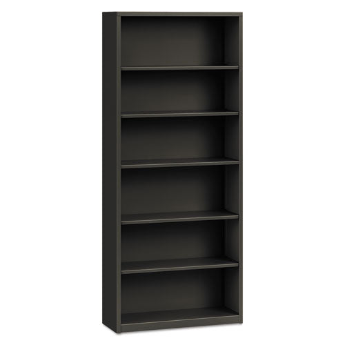 Metal Bookcase, Six-Shelf, 34.5w x 12.63d x 81.13h, Charcoal-(HONS82ABCS)