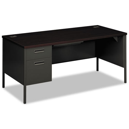 Metro Classic Series Left Pedestal "L" Workstation Desk, 66" x 30" x 29.5", Mahogany/Charcoal-(HONP3266LNS)