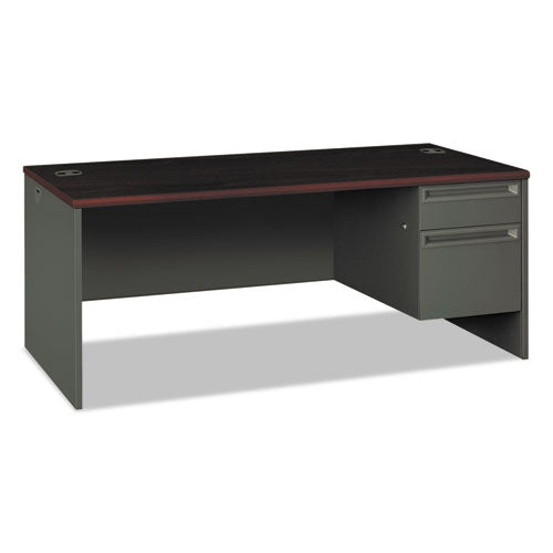 38000 Series Right Pedestal Desk, 72" x 36" x 29.5", Mahogany/Charcoal-(HON38293RNS)