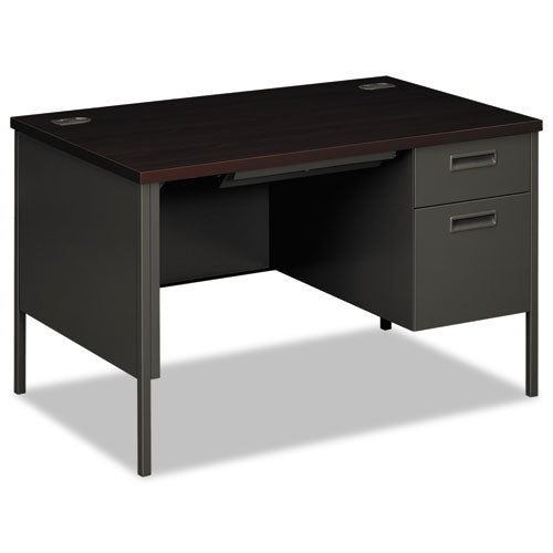 Metro Classic Series Right Pedestal Desk, 48" x 30" x 29.5", Mahogany/Charcoal-(HONP3251RNS)