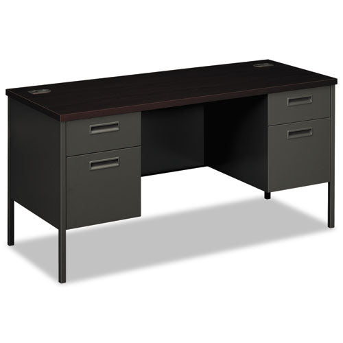 Metro Series Kneespace Credenza, 60w x 24d x 29.5h, Mahogany/Charcoal-(HONP3231NS)