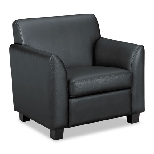 Circulate Reception Seating Club Chair, Bonded Leather Upholstery, 33" x 28.75" x 32", Black Seat, Black Back, Black Base-(BSXVL871SB11)