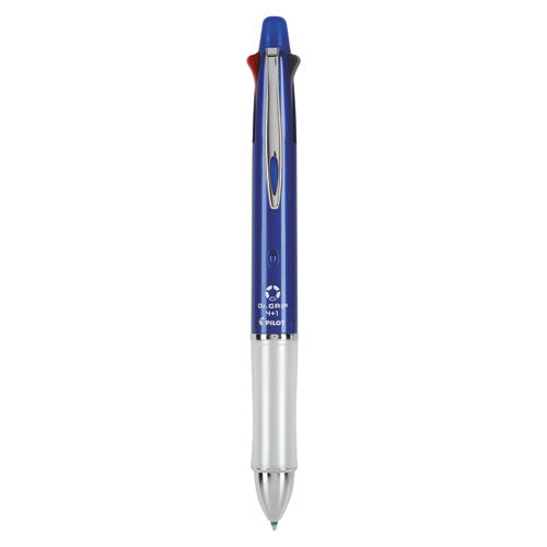 Dr. Grip 4 + 1 Multi-Color Ballpoint Pen/Pencil, Retractable, 0.7 mm Pen/0.5 mm Pencil, Black/Blue/Green/Red Ink, Blue Barrel-(PIL36221)