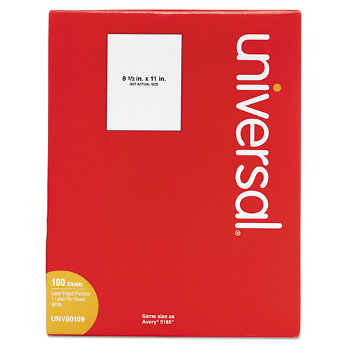 White Labels, Inkjet/Laser Printers, 8.5 x 11, White, 100/Box-(UNV80109)