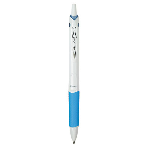 Acroball PureWhite Advanced Ink Ballpoint Pen, Retractable, Fine 0.7 mm, Black Ink, White/Blue Barrel-(PIL31850)