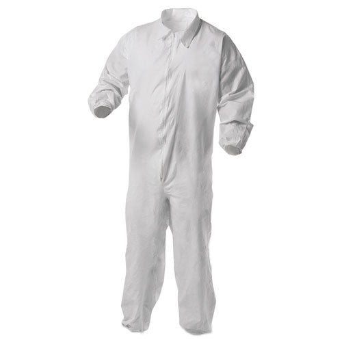 A35 Liquid and Particle Protection Coveralls, Zipper Front, Elastic Wrists and Ankles, 2X-Large, White, 25/Carton-(KCC38930)