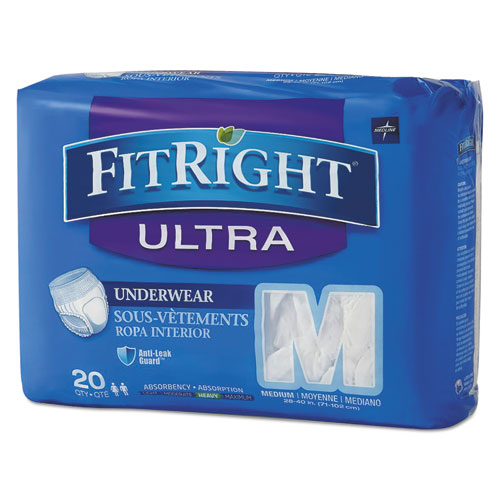 FitRight Ultra Protective Underwear, Medium, 28" to 40" Waist, 20/Pack-(MIIFIT23005A)