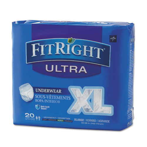 FitRight Ultra Protective Underwear, X-Large, 56" to 68" Waist, 20/Pack-(MIIFIT23600A)