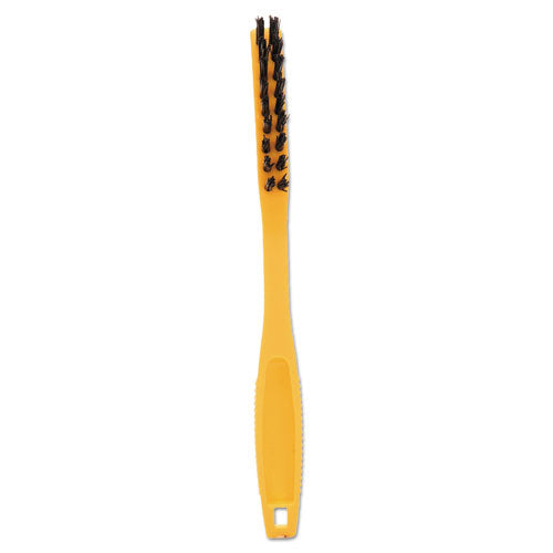 Synthetic-Fill Tile and Grout Brush, Black Plastic Bristles, 2.5" Brush, 8.5" Yellow Plastic Handle-(RCP9B56BLA)