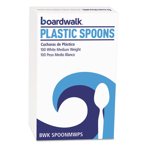 Mediumweight Polystyrene Cutlery, Teaspoon, White, 10 Boxes of 100/Carton-(BWKSPOONMWPSCT)