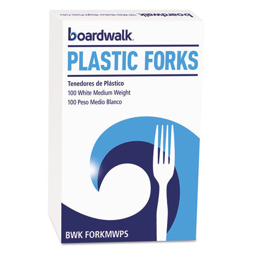 Mediumweight Polystyrene, Fork, White, 10 Boxes of 100/Carton-(BWKFORKMWPSCT)