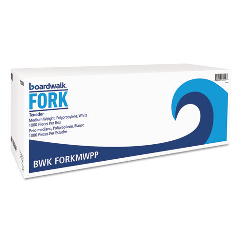 Mediumweight Polypropylene Cutlery, Fork, White, 1000/Carton-(BWKFORKMWPP)