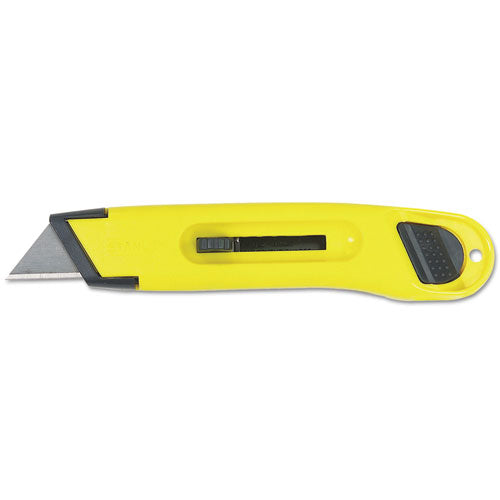 Plastic Light-Duty Utility Knife with Retractable Blade, 6" Plastic Handle, Yellow-(BOS10065)