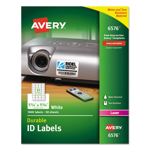 Durable Permanent ID Labels with TrueBlock Technology, Laser Printers, 1.25 x 1.75, White, 32/Sheet, 50 Sheets/Pack-(AVE6576)