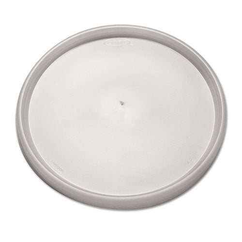 Plastic Lids for Foam Containers, Flat, Vented, Fits 24-32 oz, Translucent, 100/Pack, 5 Packs/Carton-(DCC48JL)