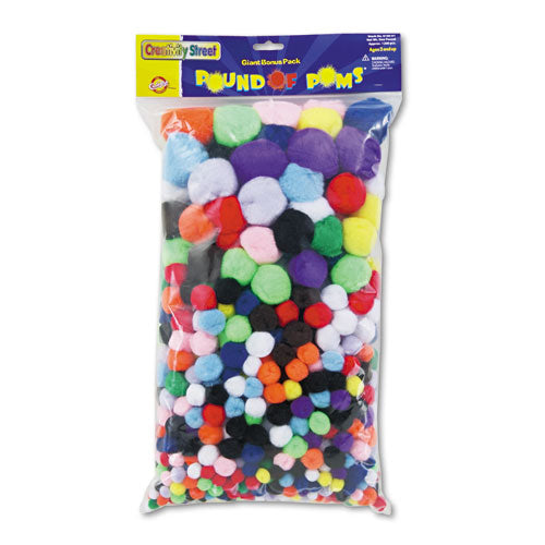 Pound of Poms Giant Bonus Pack, Assorted Colors, 1,000/Pack-(CKC818001)