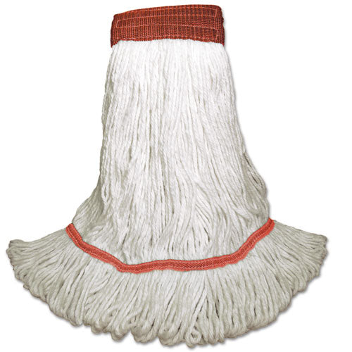 Saddleback Loop-End Wet Mop Heads, Large, White, Rayon, 12/Carton-(BWKSP200L18DZ)