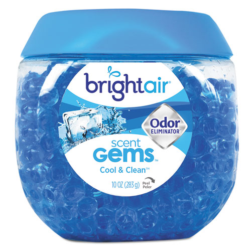 Scent Gems Odor Eliminator, Cool and Clean, Blue, 10 oz Jar, 6/Carton-(BRI900228CT)