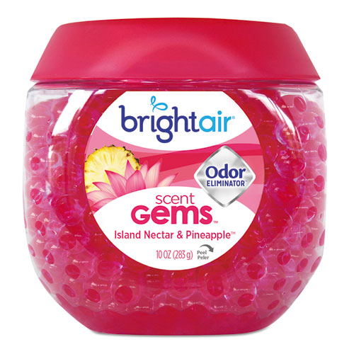 Scent Gems Odor Eliminator, Island Nectar and Pineapple, Pink, 10 oz Jar, 6/Carton-(BRI900229CT)