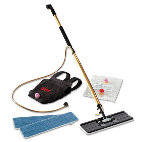 Easy Shine Applicator Kit, 18" Wide White Microfiber Head, 43" to 63" Gold/Black Aluminum Handle-(MMM55433)