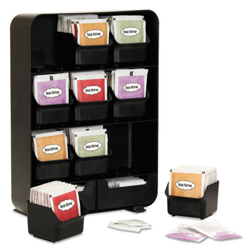 Baggy Nine-Drawer Tea Bag and Accessory Holder, 10.24 x 4.33 x 13.11, Black-(EMSTBORGBLK)