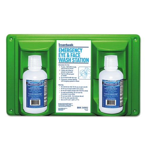 Emergency Eyewash Station, 16 oz Bottle, 2 Bottles/Station-(BWK54842)