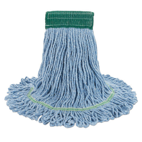 Super Loop Wet Mop Head, Cotton/Synthetic Fiber, 5" Headband, Medium Size, Blue, 12/Carton-(BWK502BLCT)