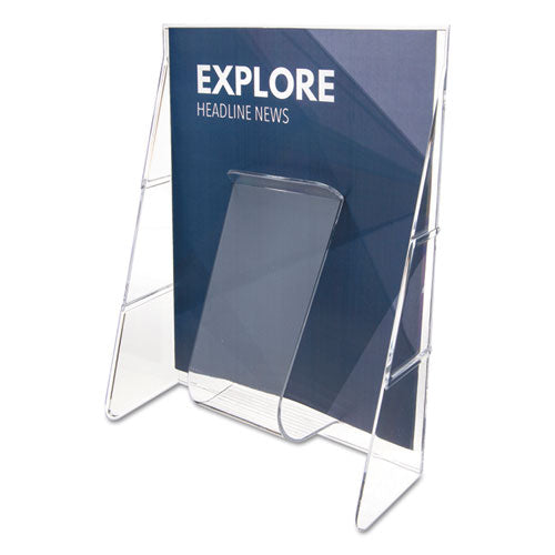 Stand-Tall Wall-Mount Literature Rack, Magazine, 9.13w x 3.25d x 11.88h, Clear-(DEF55501)