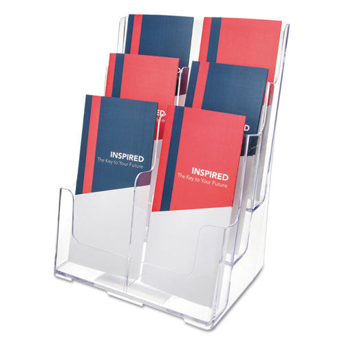 6-Compartment DocuHolder, Leaflet Size, 9.63w x 6.25d x 12.63h, Clear-(DEF77401)