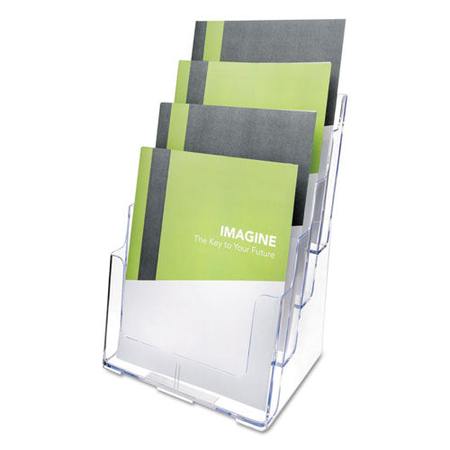 4-Compartment DocuHolder, Magazine Size, 9.38w x 7d x 13.63h, Clear-(DEF77441)