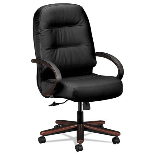 Pillow-Soft 2190 Series Executive High-Back Chair, Supports 300 lb, 16.75" to 21.25" Seat, Black Seat/Back, Mahogany Base-(HON2191NSR11)