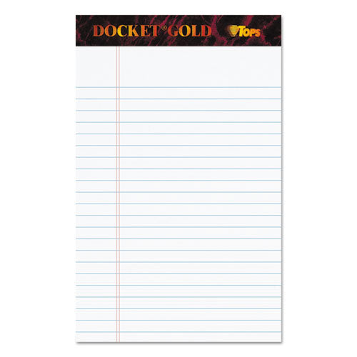 Docket Gold Ruled Perforated Pads, Narrow Rule, 50 White 5 x 8 Sheets, 12/Pack-(TOP63910)